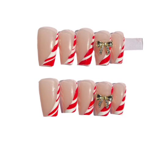 Candy Cane Presson Nails